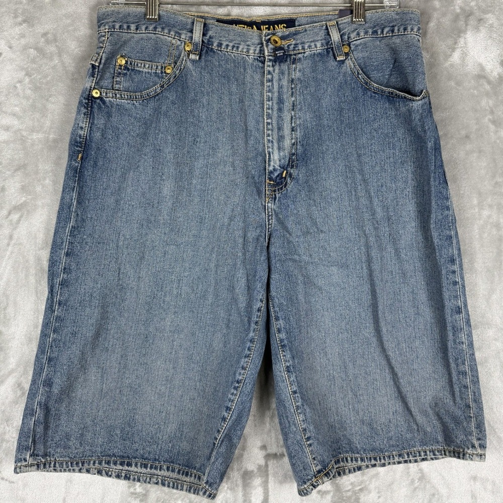 NWT Nautica Jeans Company Mens Size 34 Big Baggy Denim‎ Shorts Blue Wash